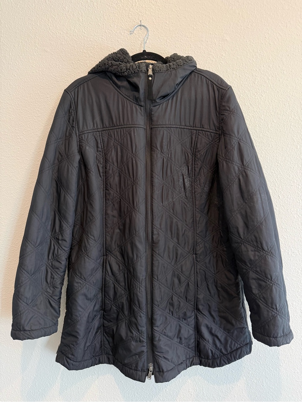 Prana Black Quilted Hooded Puffer Jacket